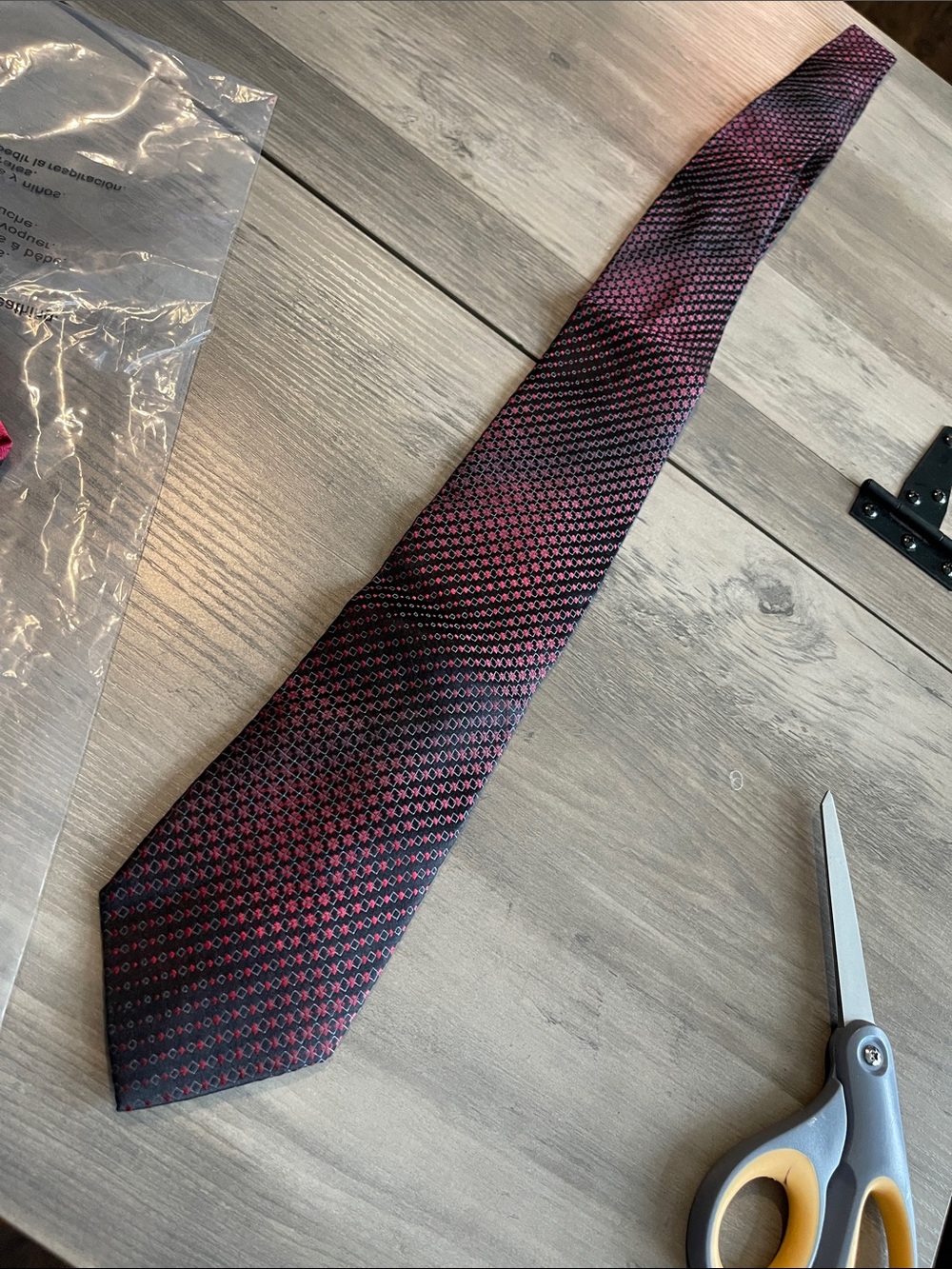 #020 Kenneth Cole Red and Black Micro-Pattern Tie